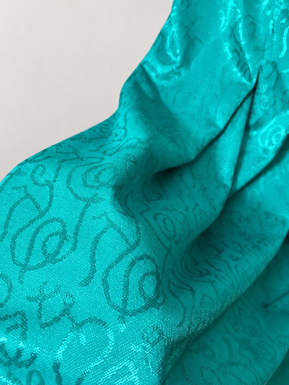 Vintage 80s Lane Bryant B2 2X Teal Jacquard Drop Waist Midi Dress - Picture 3 of 7